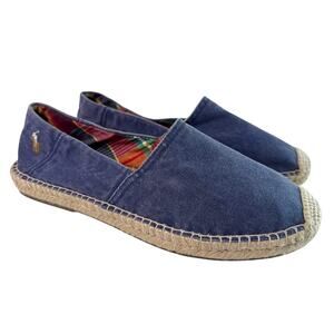 Polo Ralph Lauren Espadrille Cevio Slip On Flat Shoes Men's 11.5 Light Navy Jute